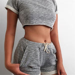 Seren New Summer Women Sets Cropped Tops Shorts