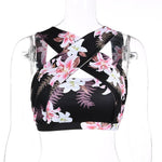 Libby Fitness Suits Crop Tank Workout Floral Printed