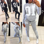 Fashion  Women 2Pcs/Set Tracksuit Jogger  Letter