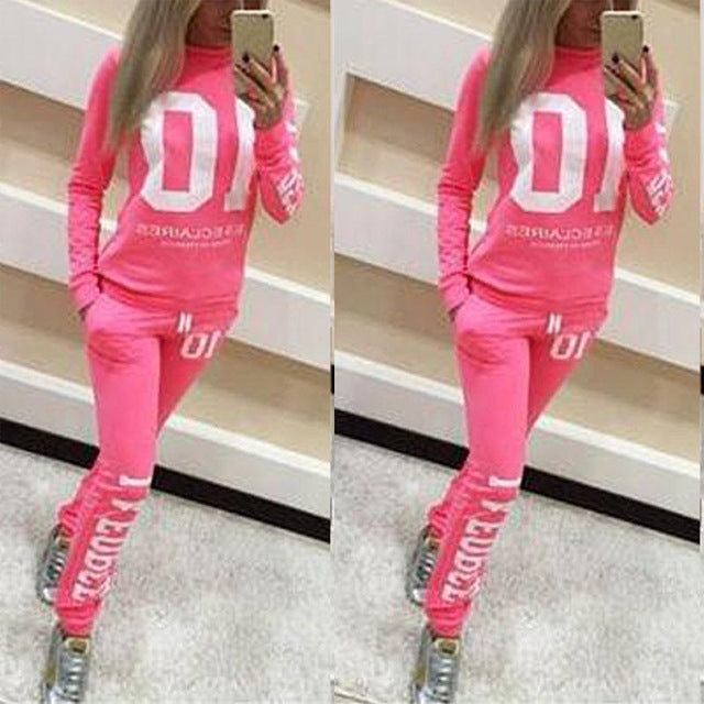 Fashion  Women 2Pcs/Set Tracksuit Jogger  Letter