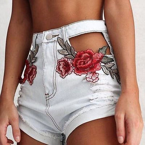 Embroidery Flowers Shorts